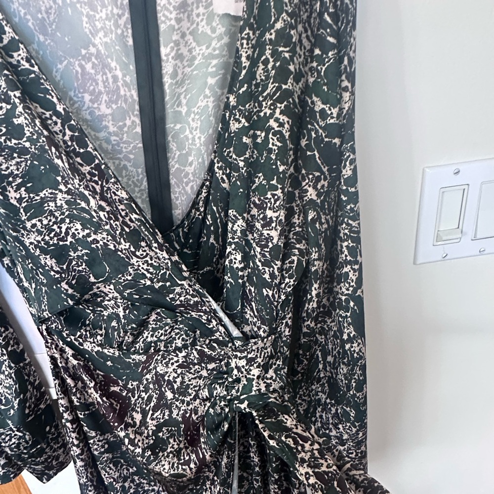 Zara satin marble print midi dress with front wrap detail New with tags.